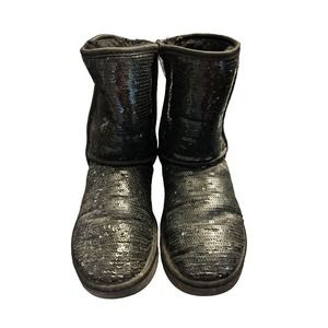 UGG Classic Short Cosmos Sequin Boot Black 7 3161 SOLD‎